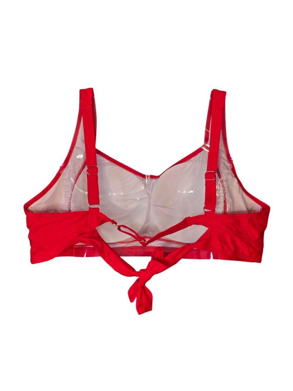 Plus Size Red Bikini Top 24W Padded Cups Adjustable Tie/Clasp Back Lined - Picture 7 of 8